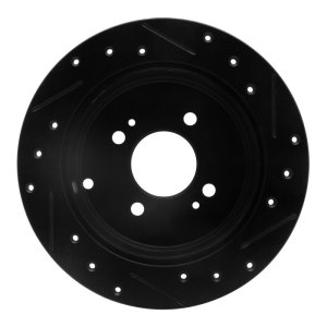 Dodge Attitude Brake Rotor (1) - Rear Left - R1 Concepts - Drilled & Slotted - Black - `06-`12